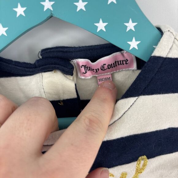 Juicy Couture girls white blue striped dress 18-24 mo - Picture 3 of 5